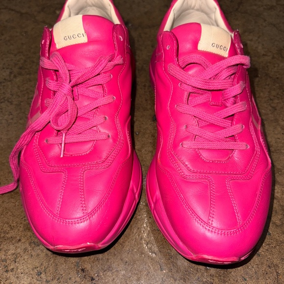 Gucci Pink Sneakers Vibrant Lace-Up Design - Picture 1 of 6
